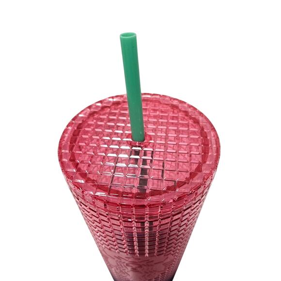 Starbucks 2022 Summer Watermelon Gradient Grid Venti 24 OZ Cold Cup Tumbler NWT - Picture 5 of 6